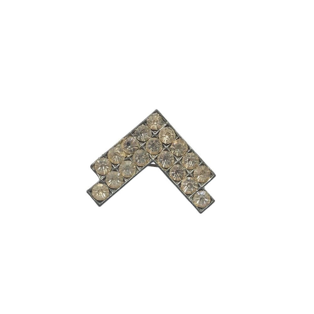 Vintage Clear Rhinestone Chevron Pin Brooch 1 Inch